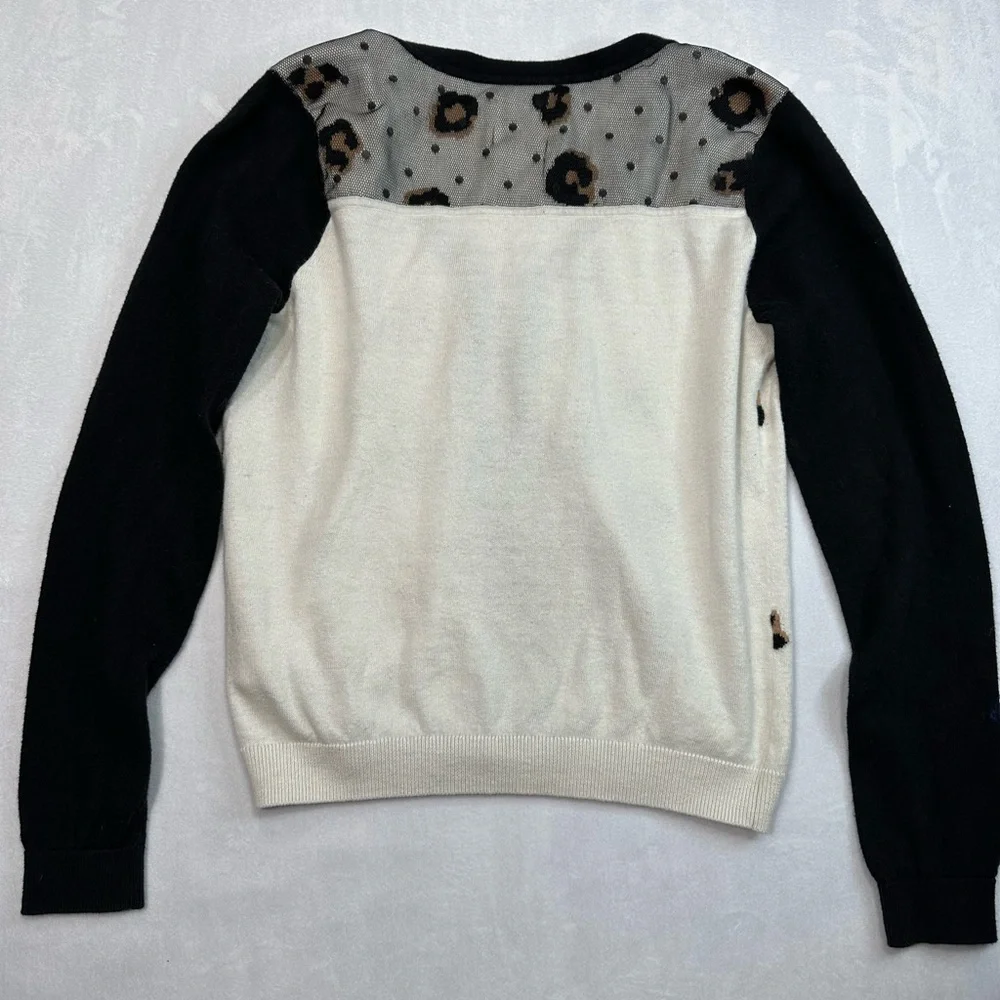 Juicy Couture Black and White Cheetah Print Zip Up Sweater‎ Girls Size S